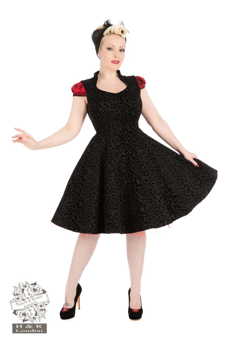 Black Leopard Flocked Felina Dress